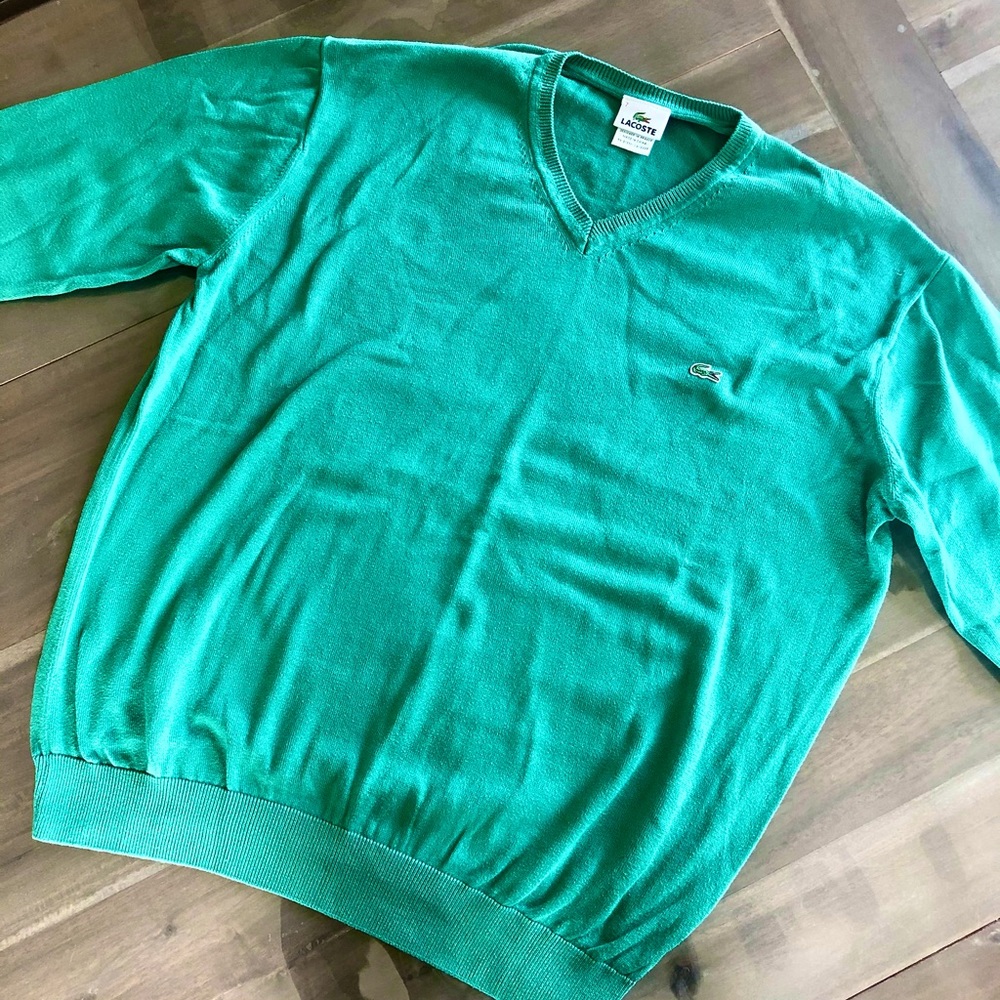 Men’s Lacoste Green V-neck Sweater 7 XL